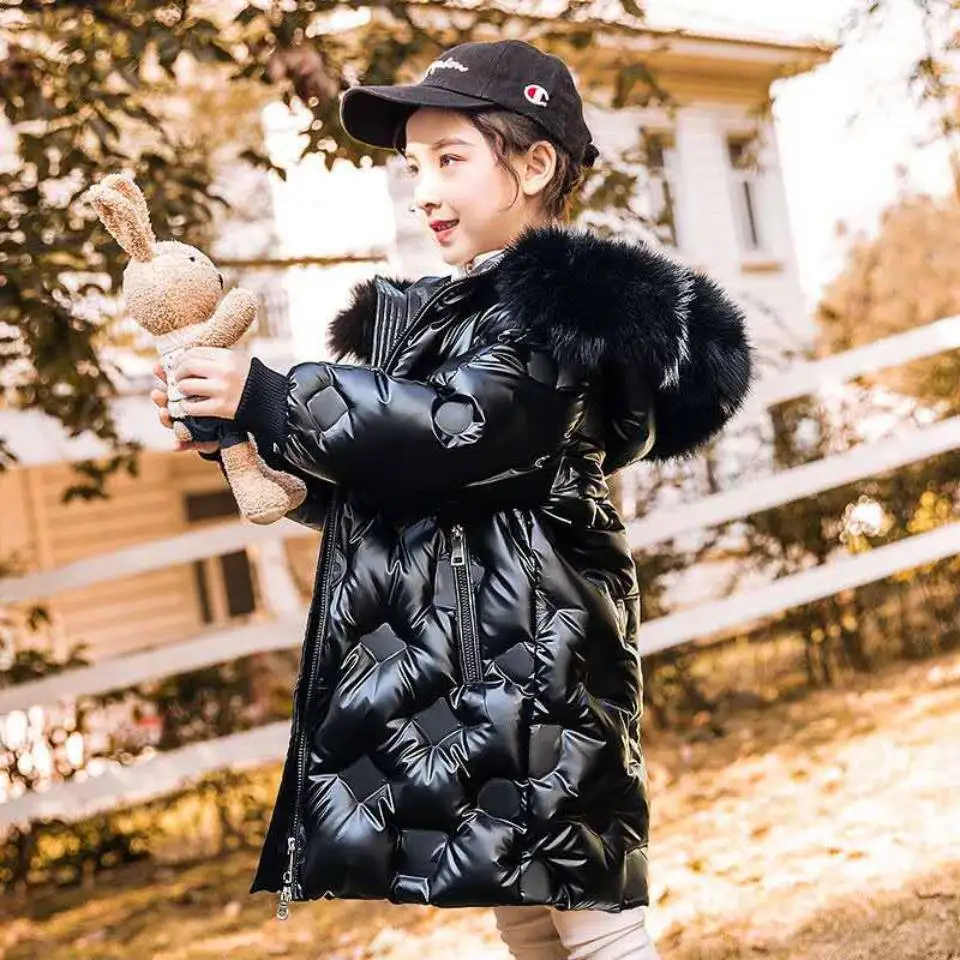 

From 6 To 13Yrs New Baby Girl Winter Thick Warm Down Parkas Solid Color Zipper Casual Coat Hooded Jackets Kids Girl Outerwear