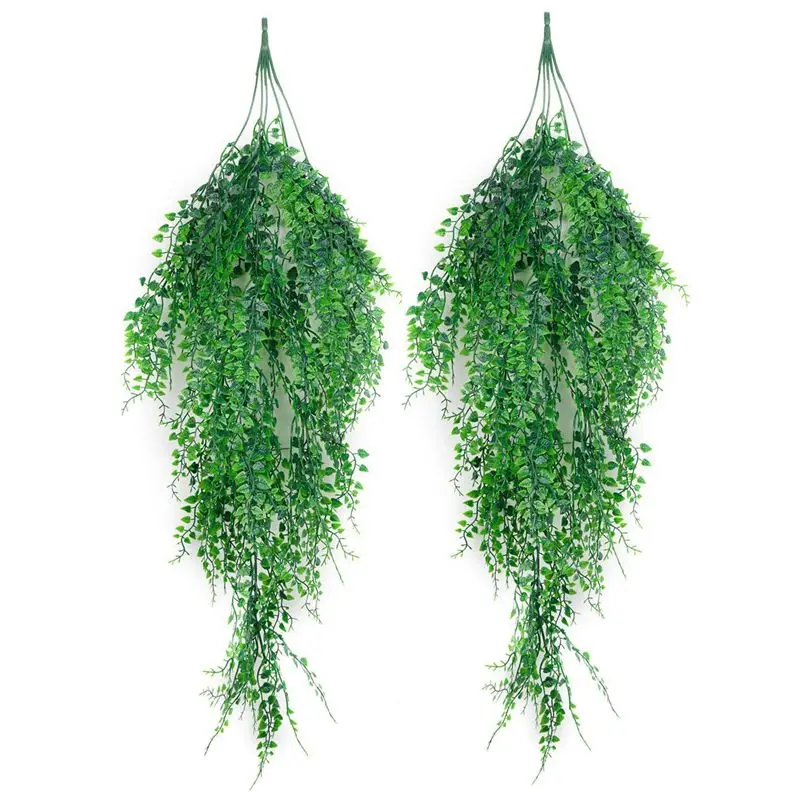 

Artificial Hanging Plants 2PCS Artificial Green Ivy Vine Artificial Shrubs Hanging Vine Plant for Home Garden Outdoor Wall Decor