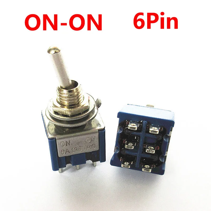 10 шт./5 шт. миниатюрный переключатель однополюсный двойной бросок SPDT DPDT ON-OFF-ON 120VAC 6A