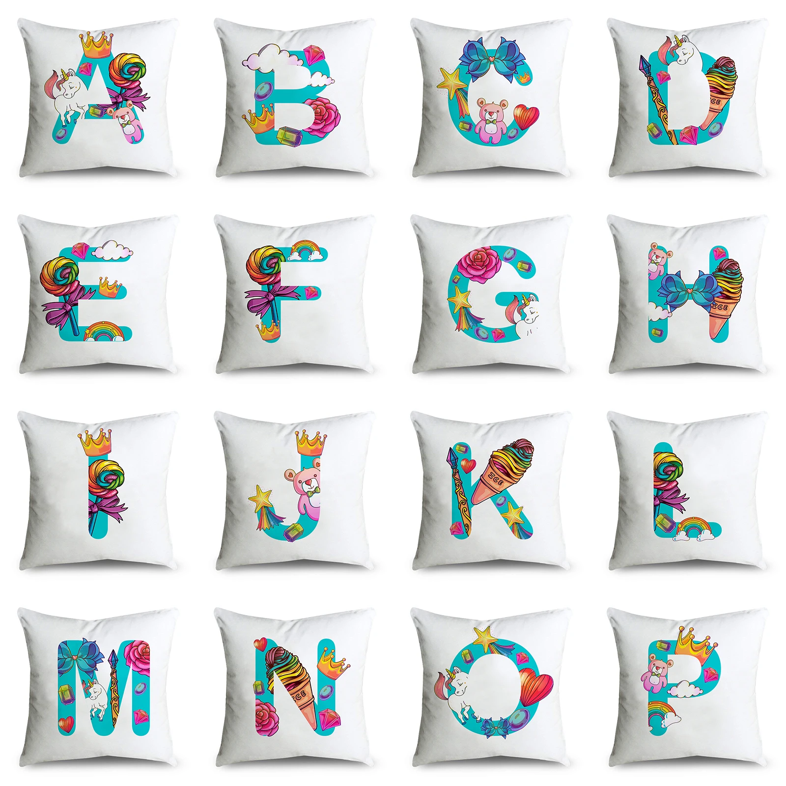 

Polyester Pillow Covers Decorative Alphabet Letter Printed Pillow Cases Home Decor Coussin Cojines Cushion Cover 45x45cm