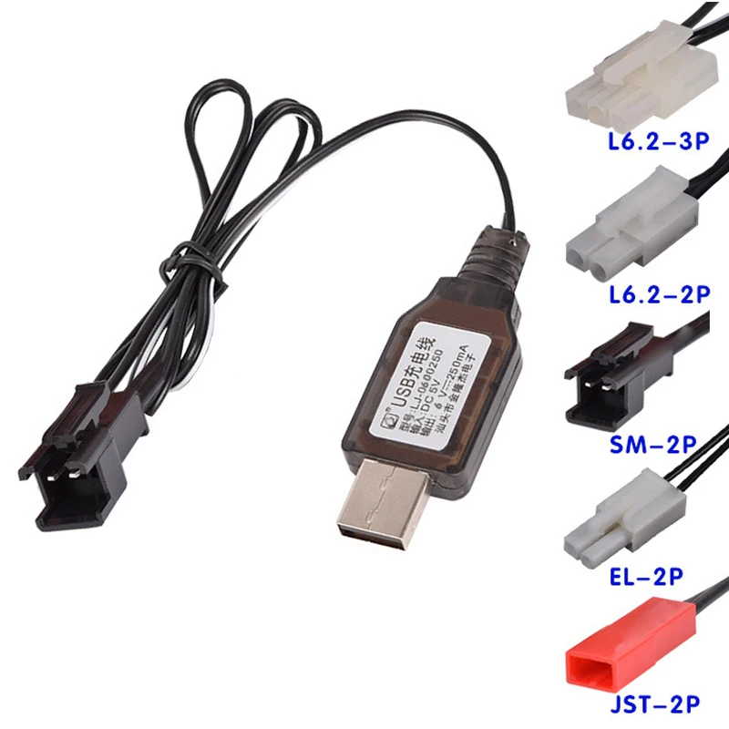 Зарядное устройство 6 в Ni-Cd/Ni-mh зарядное с EL-2P/JST-2P/L6.2-2P/SM-2P для игрушек машинок на