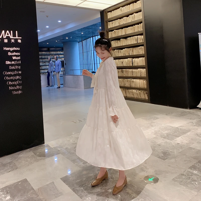 Весна 2020 корейская мода для беременных макси длинное платье размера плюс
