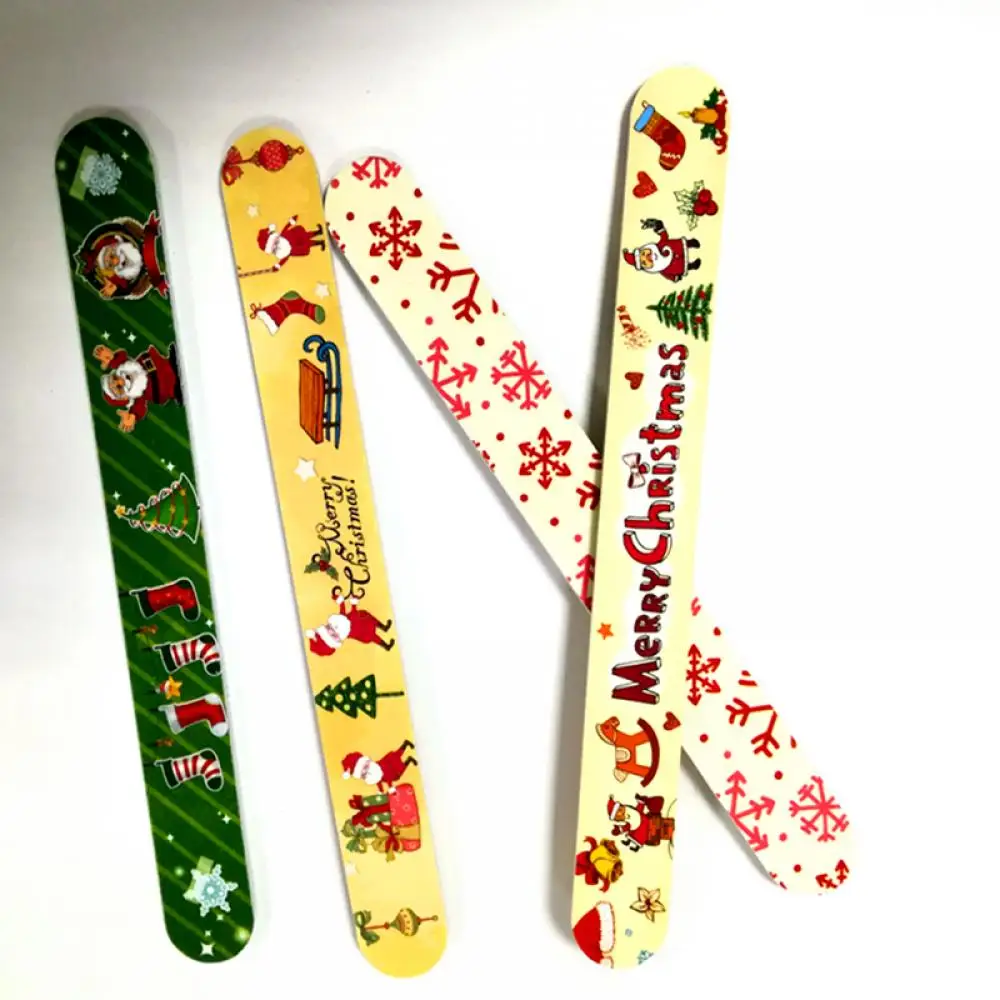 4 шт Рождественская печать пилки для ногтей серая лодка шлифовальный буферный