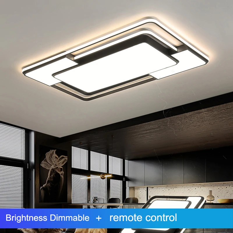 Современные светодиодные потолочные лампы для гостиной спальни кухни черный с