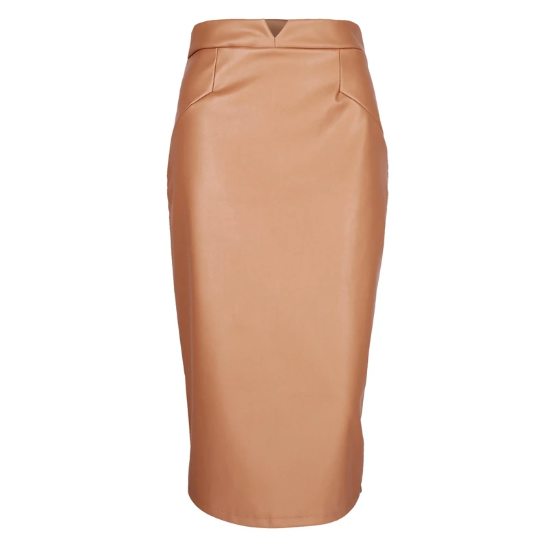 Женская офисная юбка-карандаш, Элегантная черная юбка из искусственной кожи с высокой талией в офисном стиле, модель 2020 года, женские миди ю... от AliExpress WW