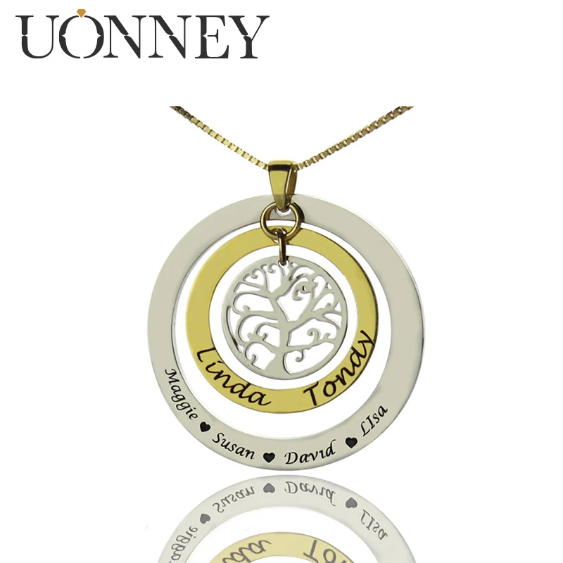 

UONNEY, оптовая продажа, индивидуальное семейное имя, дерево жизни, серебряные мамы, ожерелье, Женские Подвески на шею, ювелирные изделия