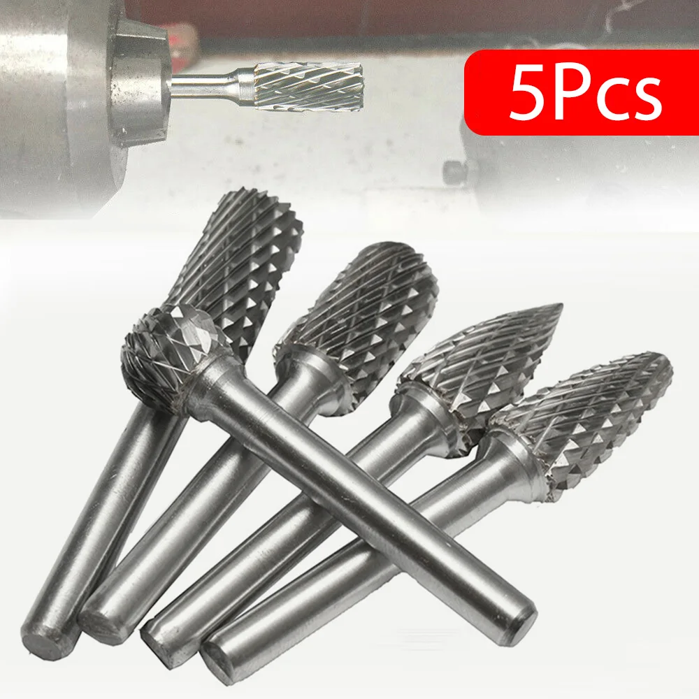 

5pcs Woodworking Drill Bits Rotary Files 6x12mm Burr Set Wood Carving Rasp For Cutting Carving Polishing Drilling Burs Tools
