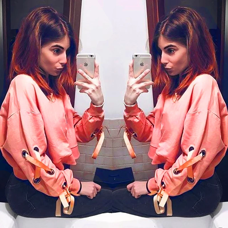 Толстовки с капюшоном на завязках женские повседневные свитшоты в стиле Kpop и