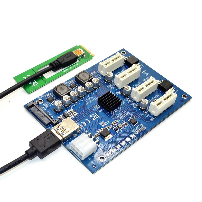

PCI-E to PCI-E Adapter 1 Turn 4 PCI-Express Slot 1x to 16x USB 3.0 Special Riser Card PCIe Converter Computer Cables