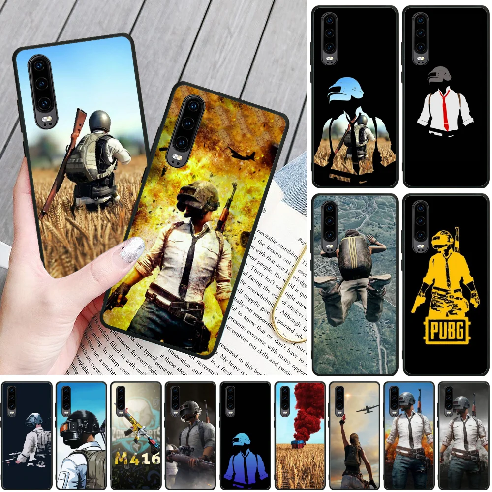 Черный чехол BaweiTE pubg черный мягкий для телефона Huawei P9 10 lite P20 pro P30 Psmart mate 20