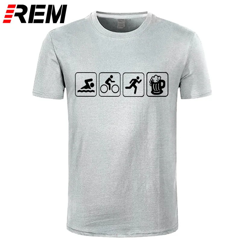 Футболка REM Мужская для триатлона хлопок короткий рукав Забавный принт плавания