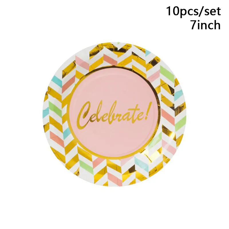 1 комплект с надписью розовый праздновать днем рождения Одноразовый бумажный