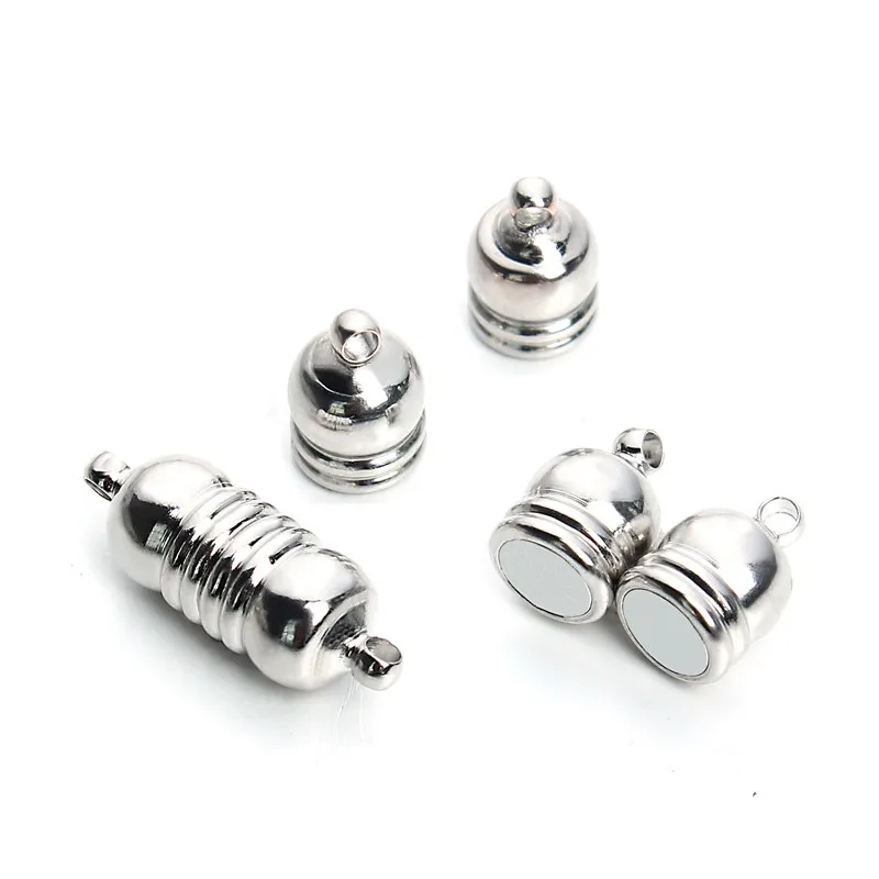

10pcs/lot Rhodium Color Magnetic Clasps For Leather Bracelets Necklace Connectors Jewelry Findings Making DIY