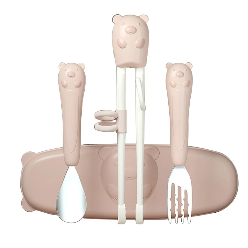Kids Cutlery Set with Training Spoon Fork Chopsticks and Storage Box for Baby Toddler Promotes Self Feeding Cartoon | Дом и сад