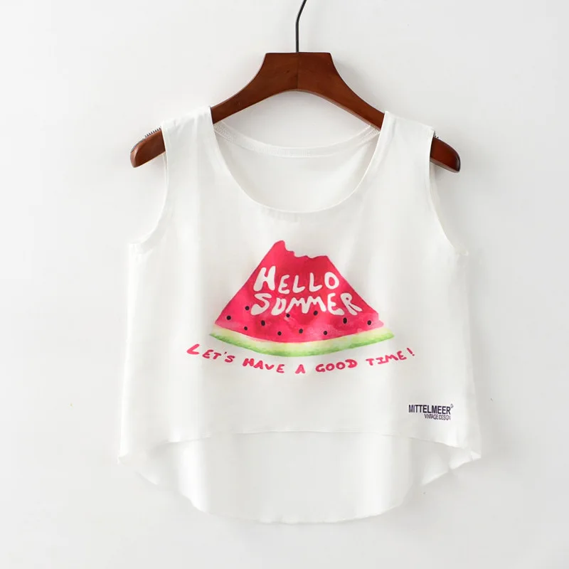 Artguy New Fashion Women Crop Top Sleeveless Cat Panda Print Summer Casual Short Cropped Tops Vest Tank | Женская одежда