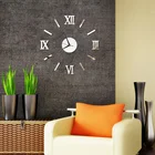 Настенные 3D часы, бесшумные акриловые зеркальные самоклеящиеся декоративные наклейки на стену для гостиной, с римскими цифрами в современном стиле