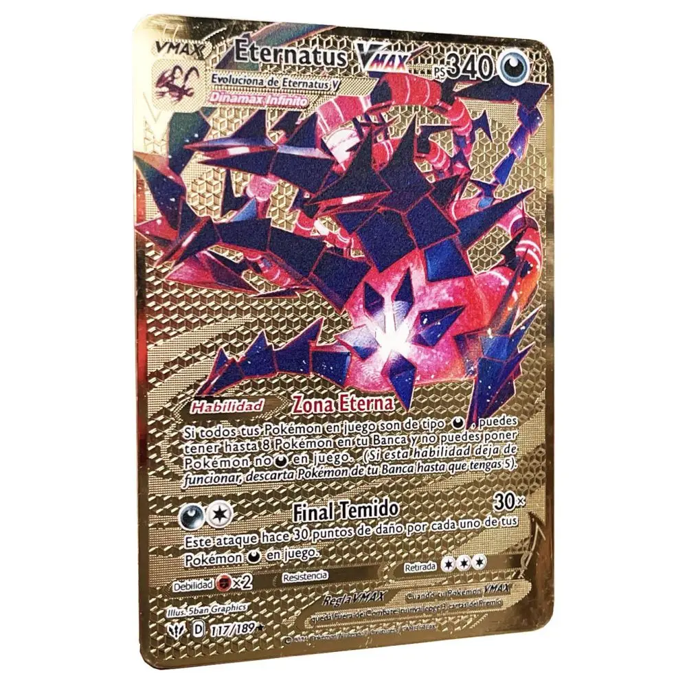 

Eternatus Vmax Pokemon Cards in Spanish Iron Metal Pokmo Letters Kids Gift Game Collection Cards ESPANOL Toy Rainbow