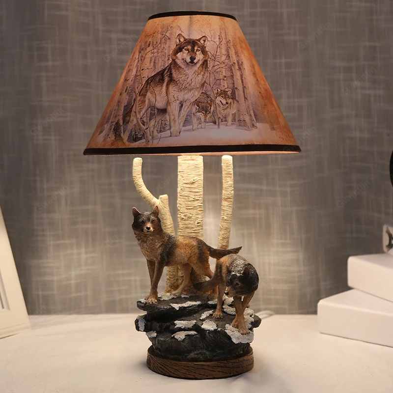 Современные настольные лампы с волком для гостиной лампа животными настольная