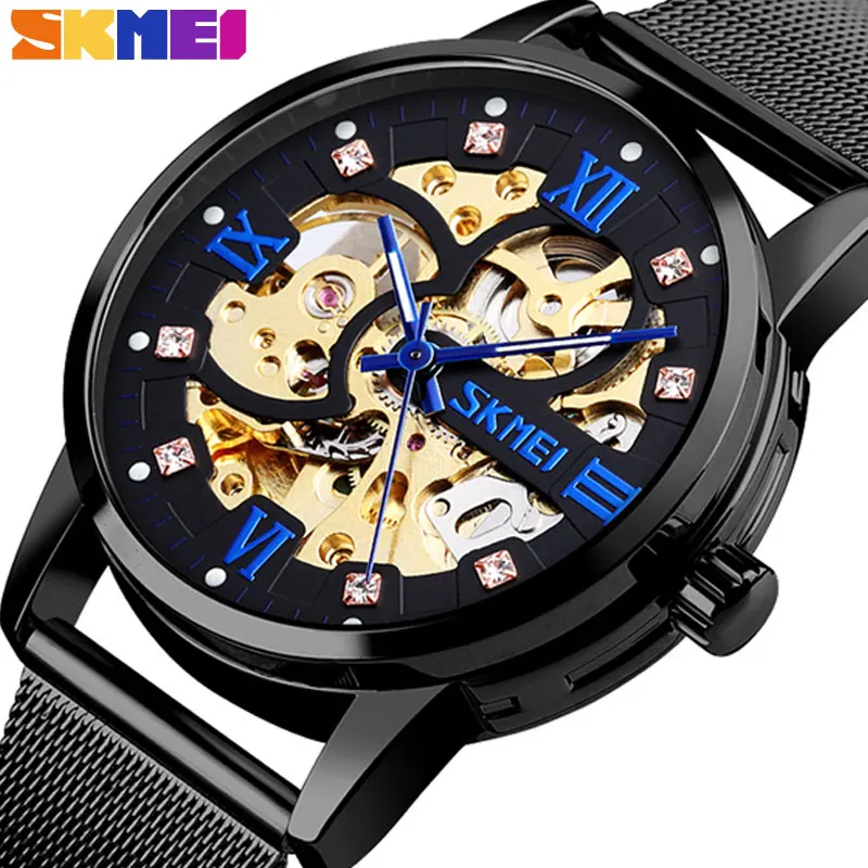 

SKMEI Top Brand Luxury Watch Men Automatic Mechanical Watch Gold Skeleton Vintage Man Watch Mens Relogio Masculino Free Shipping