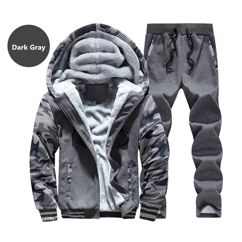 2 Darkgrey Модный спортивный костюм для мужчин-подростков; теплый осенне-зимний комплект из 2 предметов; толстовки с капюшоном; толстовки для бега; куртка; Мужская спортивная одежда; комплекты; Прямая поставка - Цвет: 2 Darkgrey