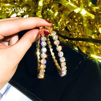 fyuan fashion jewelry round hoop earrings shiny oversize gold crystal earrings for women statement earrings party gifts
