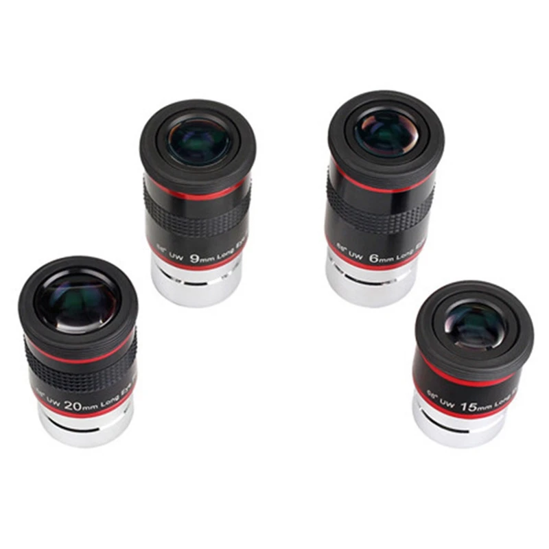 

4Pcs/Set Eyepiece Kit 1.25 Inch 68 Degree Ultra Wide Angle 6/9/15/20mm for Astronomical Telescope Monocular