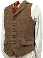 mens vest suit tweed wool retro slim fit jacket groom vest lapel steampunk waistcoat chaleco hombre