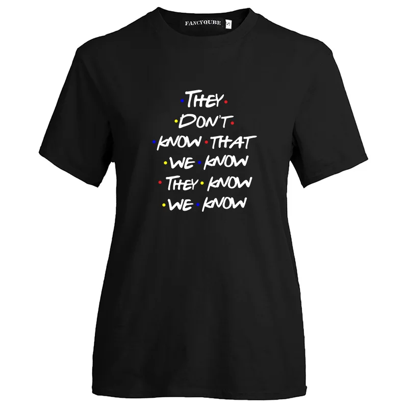 W22308BK Футболка с готическим рисунком Friends Tee Harajuku женская футболка с буквенным принтом с коротким рукавом и круглым вырезом Женские топы - Цвет: W22308BK