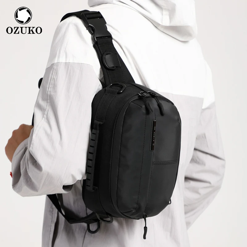 

OZUKO Fashion Men Waist Bag Chest Pack Male Outdoor Waterproof Sports Crossbody Bag Travel Belt Fanny Pack Phone Pouch