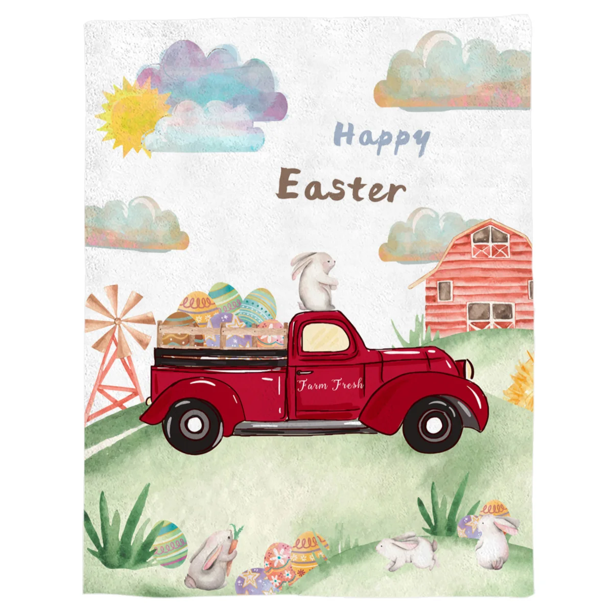 Флисовое одеяло для кровати ферм кроликов яиц облаков дивана теплое покрывало