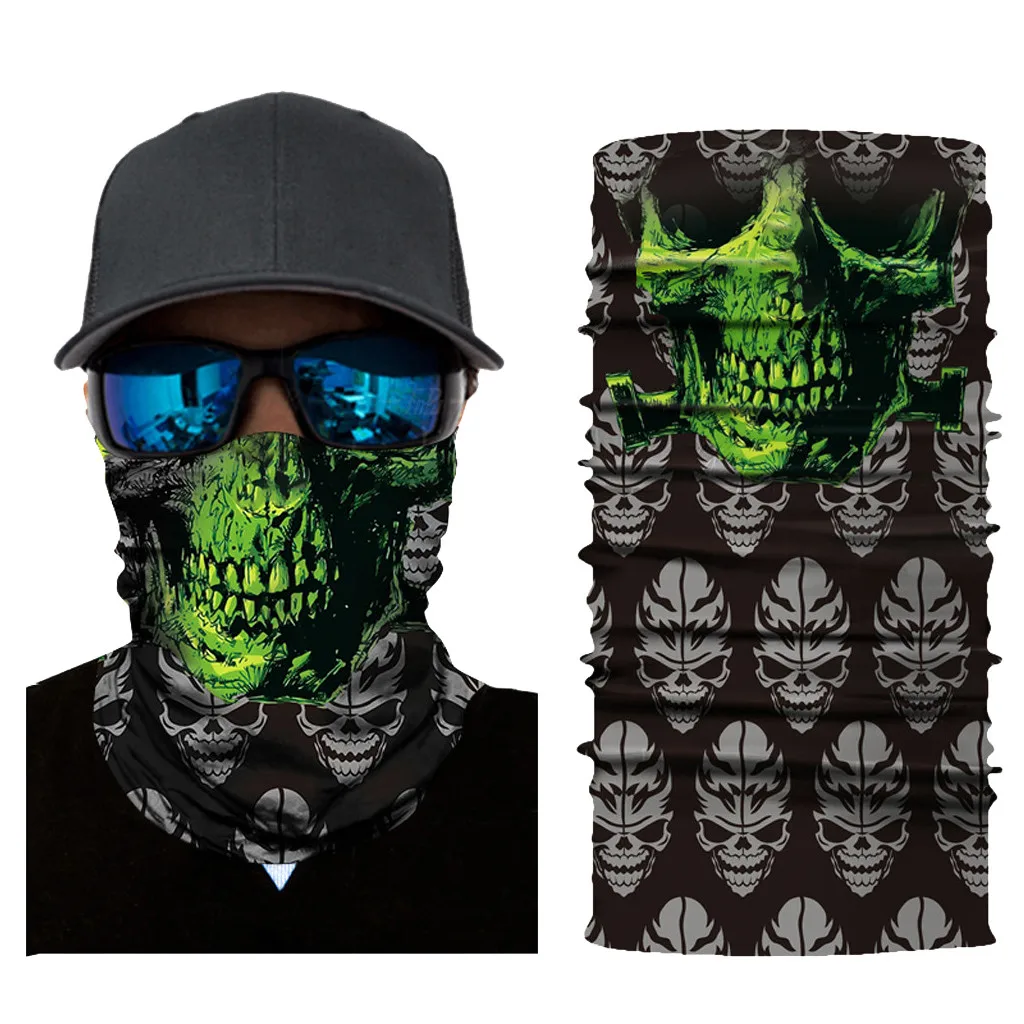 

3D Skeleton Skull Seamless Magic Scarf Face Mask Cycling Motorcycle Head Scarf Neck Warmer Face Mask Ski Balaclava Headband