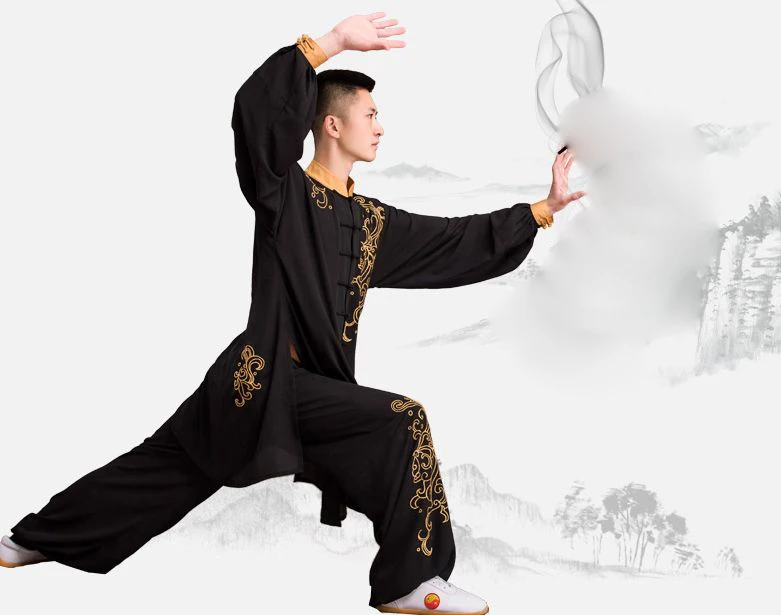 Унисекс Вышивка дракона Тотем крыло Чун костюмы tai chitaiji kung fu performance форма для