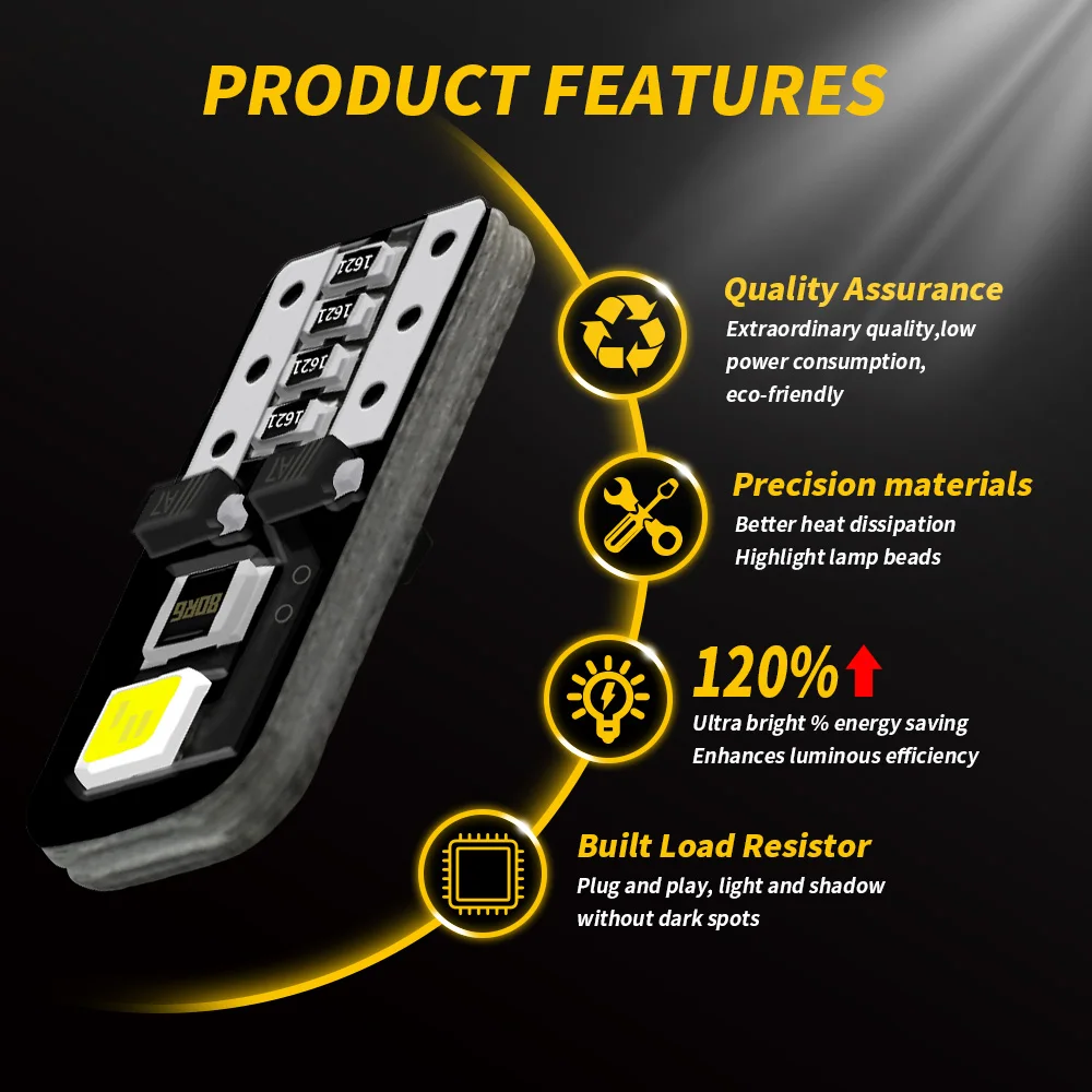 DXZ 100 шт. W5W светодиодный T10 Светодиодные лампы Canbus 168 194 2-SMD белый Автомобильный