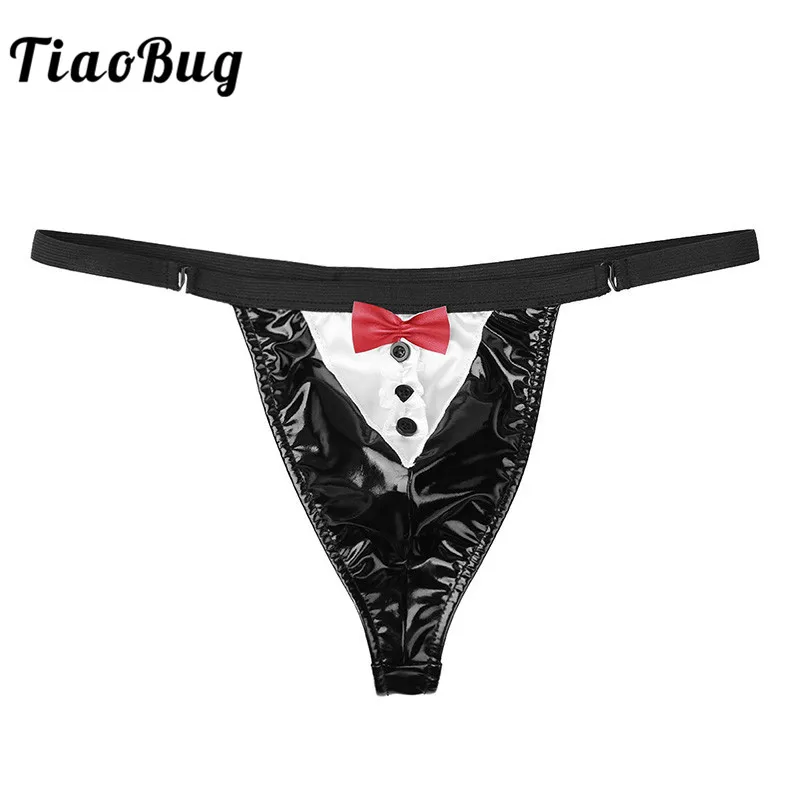 TiaoBug Мужское нижнее белье Tanga Wet Look женское из лакированной кожи эластичные с