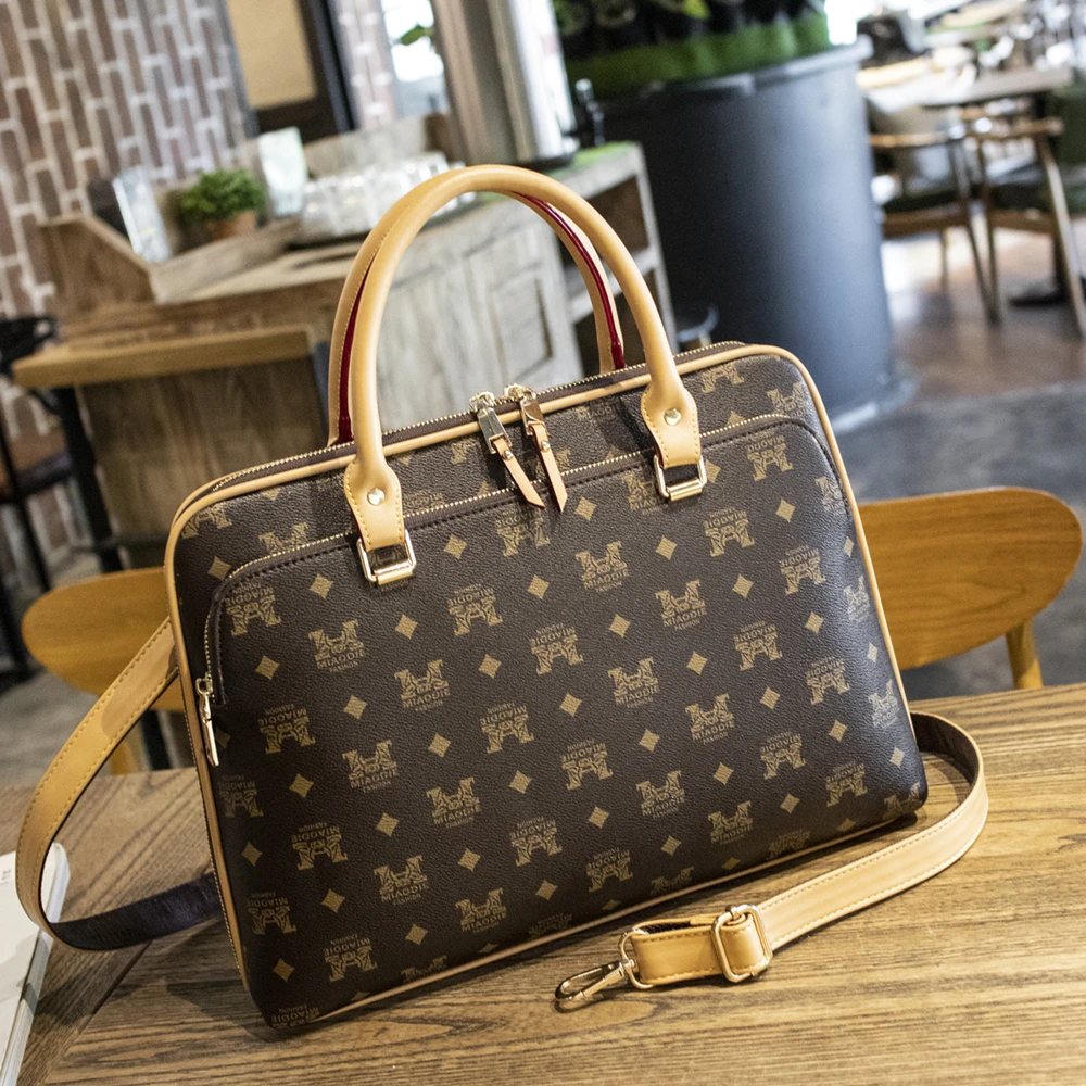 gagacia fashion women business briefcase leather high quality commuter handbags for female laptop 14 inch woman office work bag free global shipping