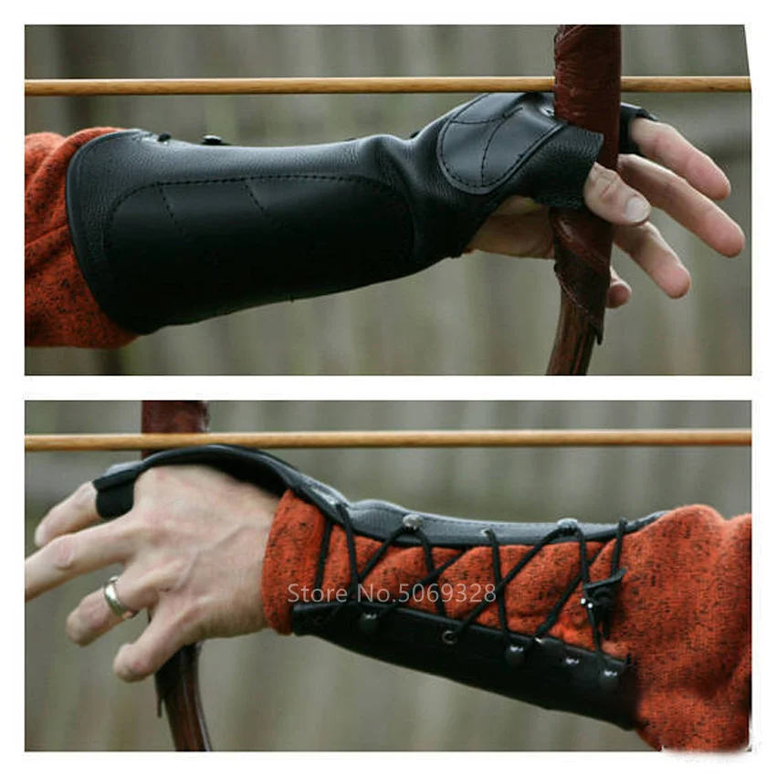 

1Pc Men Medieval Cosplay Leather Armor Arm Warmers Lace-Up Viking Pirate Knight Gauntlet Wristband Bracer Steampunk Accessories