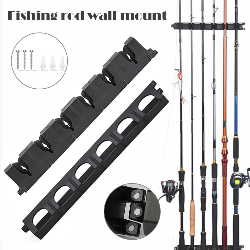

1 Pair Vertical 6-Rod Rack Fishing Rod Holder Wall Mount Fishing Pole Display Stand NIN668