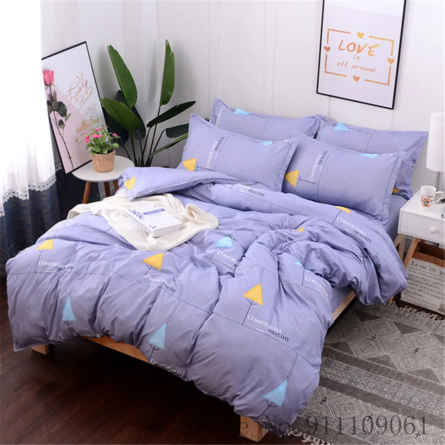 

Home Textile Duvet Cover Bed Sheet Pillowcase Purple Simple Pattern Bedding Set Children Adult Linens Twin King Size Bedclothes