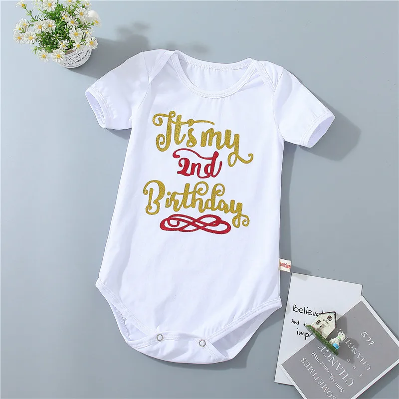 2nd birthday Боди для новорожденных девочек; комбинезоны с длинными рукавами для младенцев; одежда из органического хлопка; детское нижнее белье; Bebes; комбинезон; подарки на день рождения - Цвет: 2nd birthday