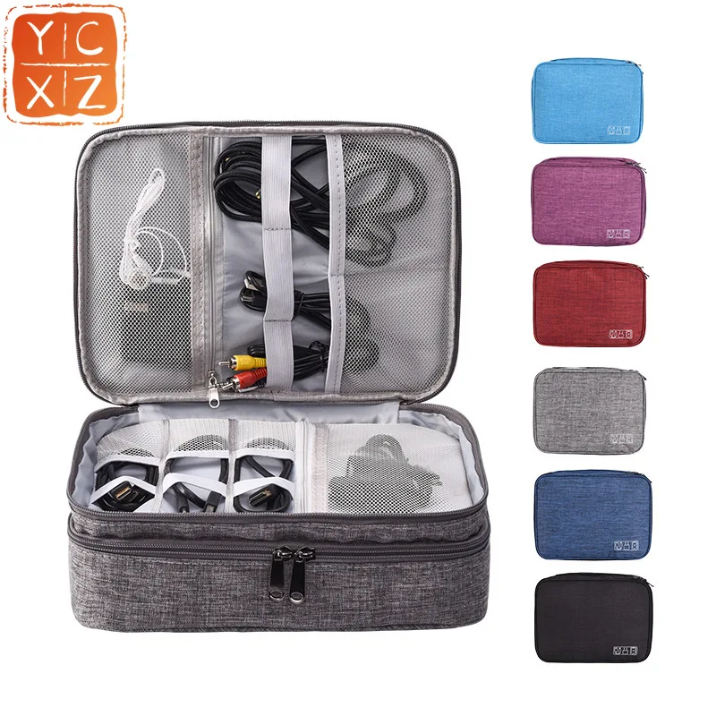 

3-Layers Data Cable Storage Bag Waterproof Men Women Office Storage Bag Multi-function Digital Product Organizer