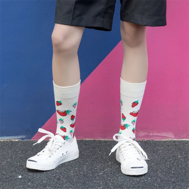 Осень зима Harajuku каваи счастливые носки женские новые модные Клубничные забавные носки креативные высококачественные милые носки