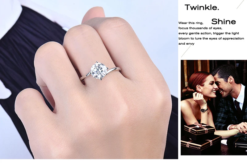 LOVERJEWELRY Муассанит Обручальные Кольца Твердые 14 к белое золото Круглый Муассанит кольцо для женщин юбилей лучший подарок ювелирные изделия