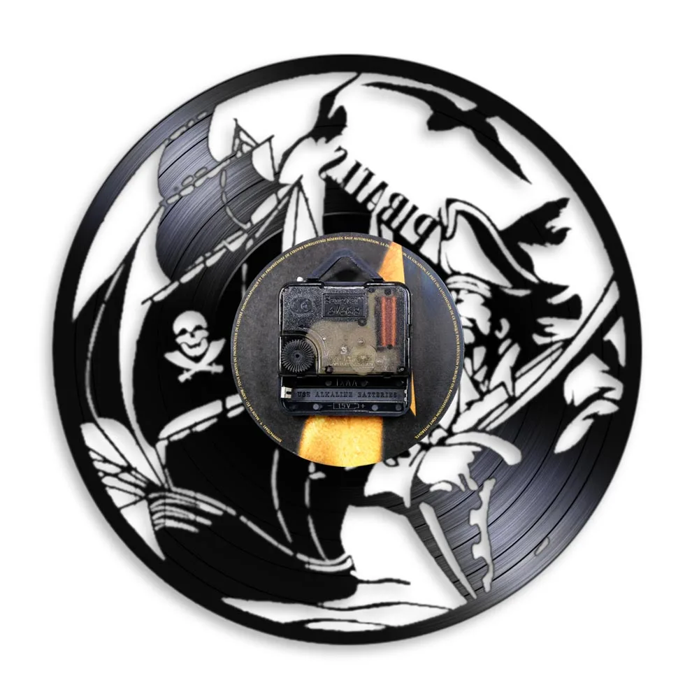 Настенные часы с виниловой пластиной в виде корабля пирата домашний декор