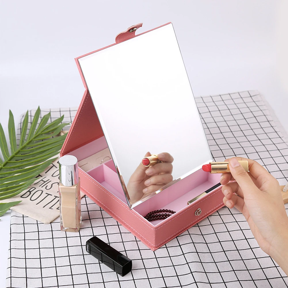 Портативное складное зеркало с ящиком для хранения косметичка органайзер