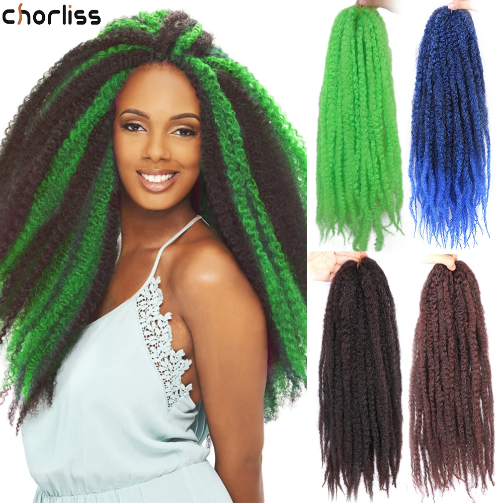 

Chorliss 18Inch Synthetic Afro Puff Marley Braids Hair Long Crochet Kinky Curly Hair Wonder Lady Hair Extensions Blonde Grey Red