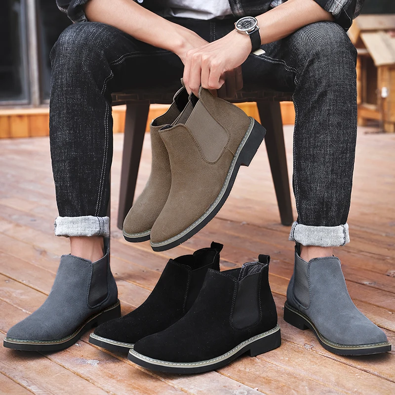 Мужские зимние ботинки ботильоны из натуральной кожи теплые наивысшего качества