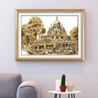 HUACAN пейзаж с замком на холсте DMC 11CT 14CT наборы вышивки крестиком набор для рукоделия белый холст город DIY подарок