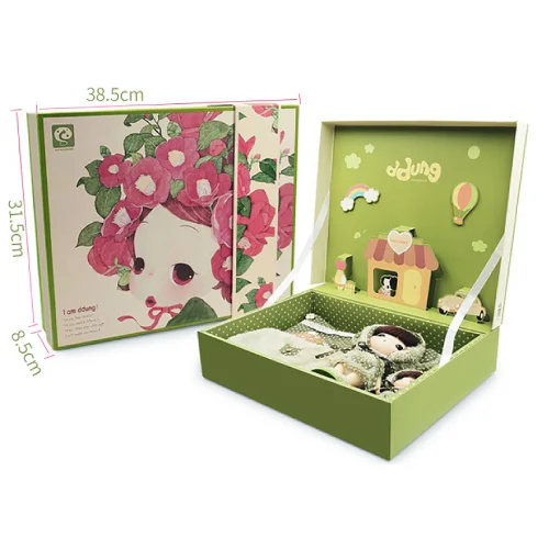 Green SET Кукла Ddung Подлинная Корейская Подарочная коробка Набор 18 см 9 см одевание кукол BJD прекрасная девочка Классическая коллекция День Святого Валентина день рождения - Цвет: Green SET