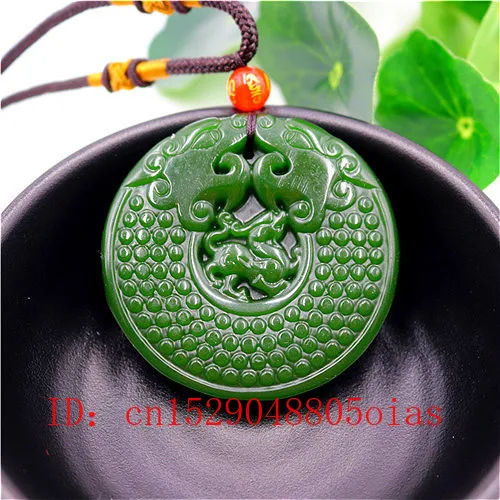 Ожерелье из натурального китайского зеленого нефрита и дракона ожерелье с