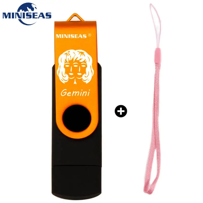 Gemini USB флеш-накопитель Miniseas 12 созвездий OTG 128gb 64gb cle usb флеш-накопитель 32gb Pendrive 16gb 8gb 4 gb USB 2,0 memory stick - Цвет: Gemini